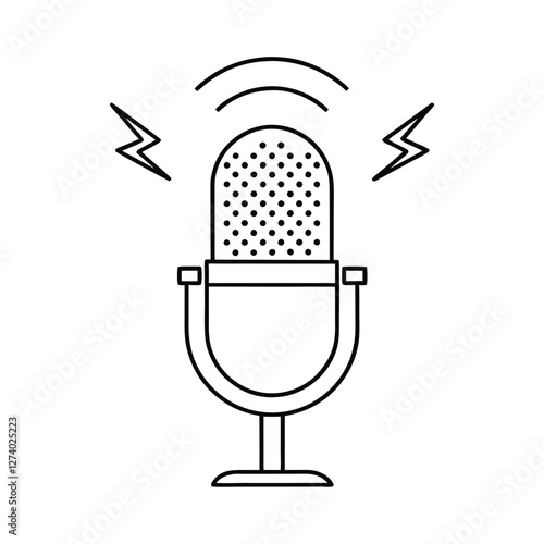Minimalist Microphone Icon for Podcast and Audio Recording.