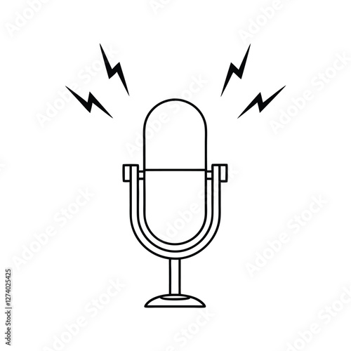 Minimalist Microphone Icon for Podcast and Audio Recording.