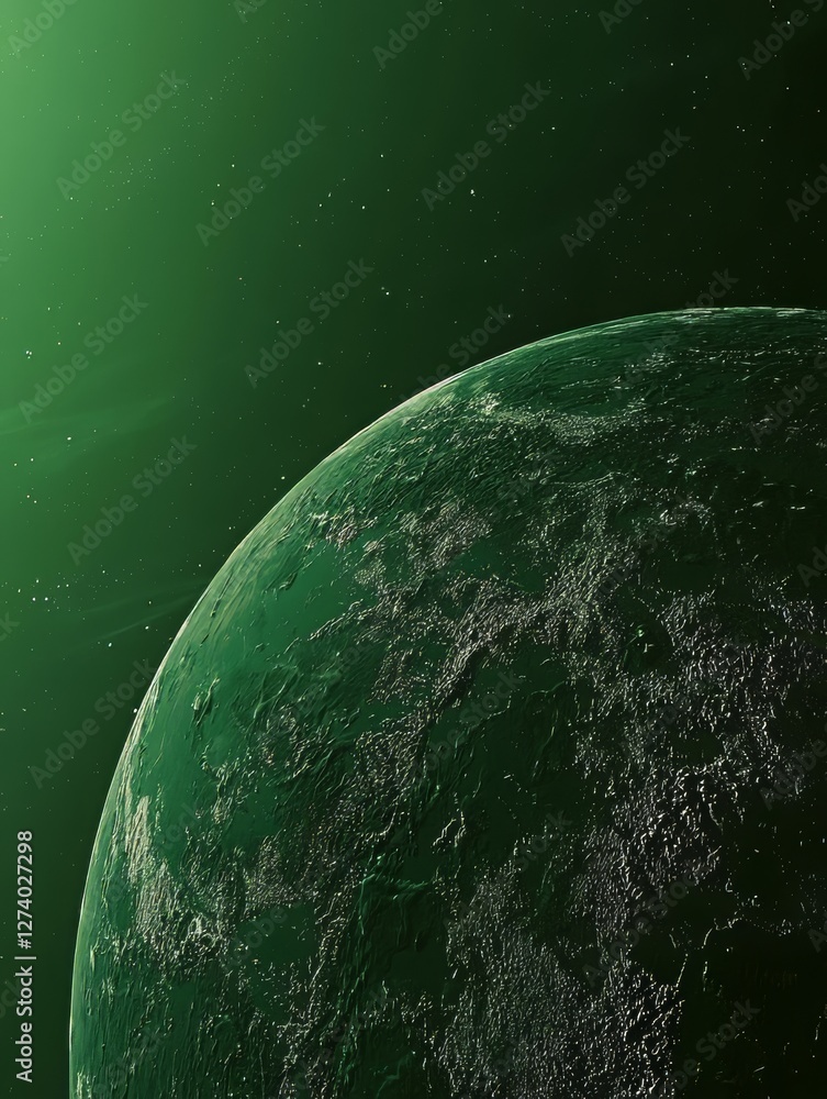 Obraz premium Green Planet, Stars, Space, Universe, Celestial, Astronomy, Cosmic, Galaxy, Exploration, Sci-Fi