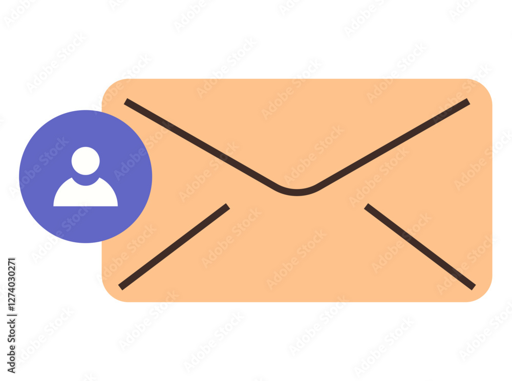 Closed envelope with a silhouette user icon, conveying email services, user correspondence, and contact access. Ideal for communication, business, networking, user messaging, account management Closed envelope with a silhouette user icon, conveying email services, user correspondence, and contact access. Ideal for communication, business, networking, user messaging, account management