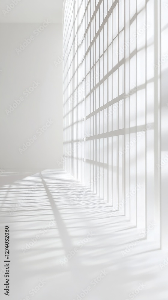 Fototapeta premium Bright Empty White Room with Window Light Pattern