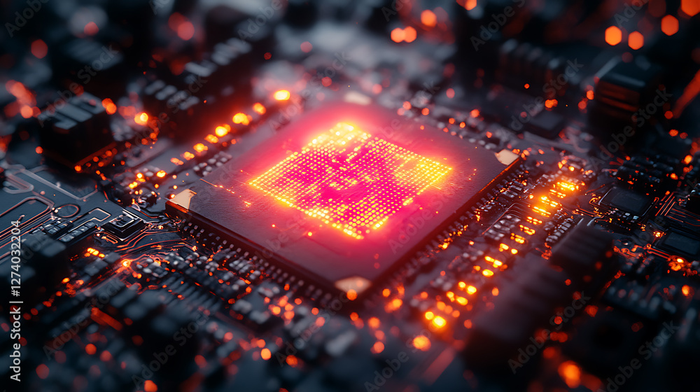 A futuristic AI processor chip with vibrant energy streams and dynamic light trails, symbolizing artificial intelligence, high-speed computing, and digital innovation. Perfect for technology A futuristic AI processor chip with vibrant energy streams and dynamic light trails, symbolizing artificial intelligence, high-speed computing, and digital innovation. Perfect for technology