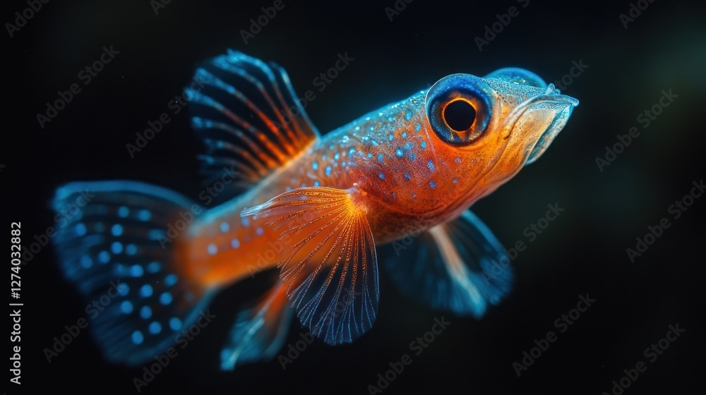 A glowing deep-sea lanternfish in pitch-black darkness, cinematic lighting A glowing deep-sea lanternfish in pitch-black darkness, cinematic lighting