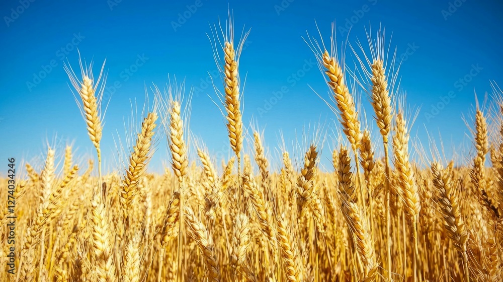Golden Wheat Field Under Clear Blue Sky During Sunny Day Golden Wheat Field Under Clear Blue Sky During Sunny Day