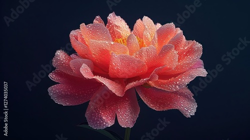 A close-up of a vibrant pink flower adorned with droplets of water, showcasing its beauty.