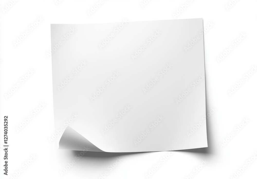 Blank white paper note, corner curled, isolated, studio shot, mockup Blank white paper note, corner curled, isolated, studio shot, mockup