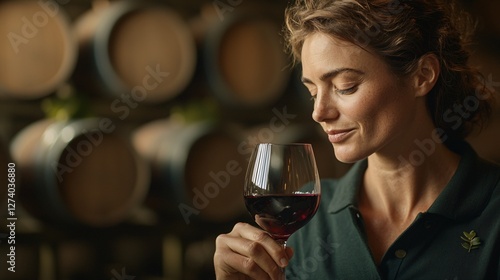 Sommelier Tasting Red Wine in a Winery Photography Intimate Setting Close-Up View Wine Appreciation