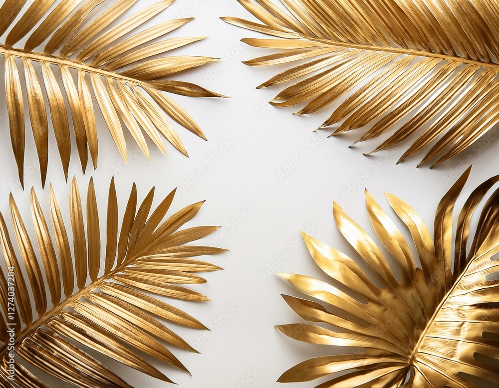 Fototapeta premium golden leafs on white background