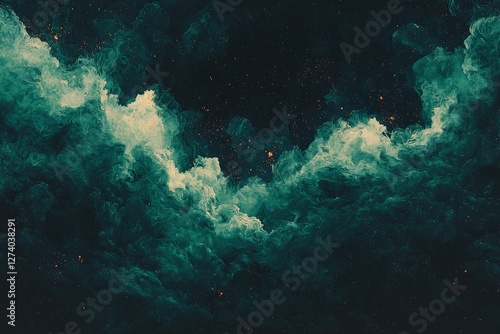 Wallpaper Mural Fluid shapes and organic lines characterize this abstract green and gold watercolor background design Torontodigital.ca