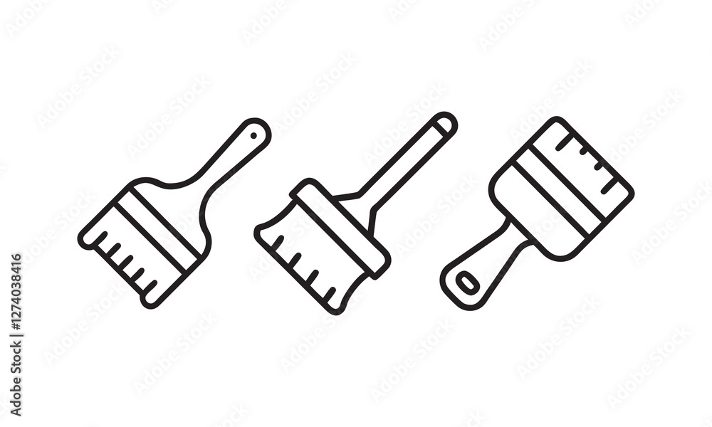 Vector Illustration of Different Paint Brushes, masonry brush icons Vector Illustration of Different Paint Brushes, masonry brush icons