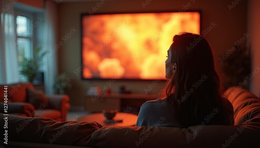 Engulfed in the fiery glow, a woman loses herself in a captivating cinematic experience. Pure visual bliss. Engulfed in the fiery glow, a woman loses herself in a captivating cinematic experience. Pure visual bliss.