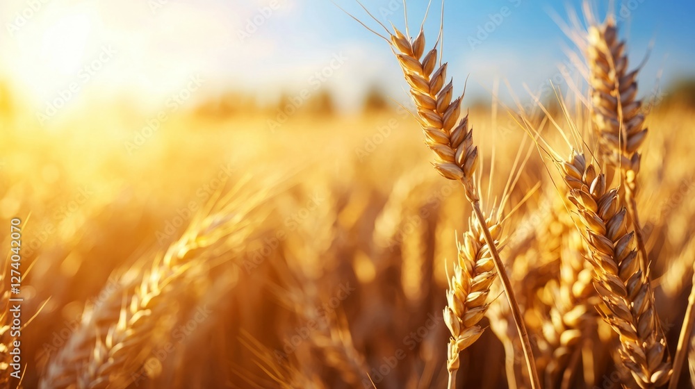 Golden Wheat Field During Sunset with Soft Warm Light Golden Wheat Field During Sunset with Soft Warm Light