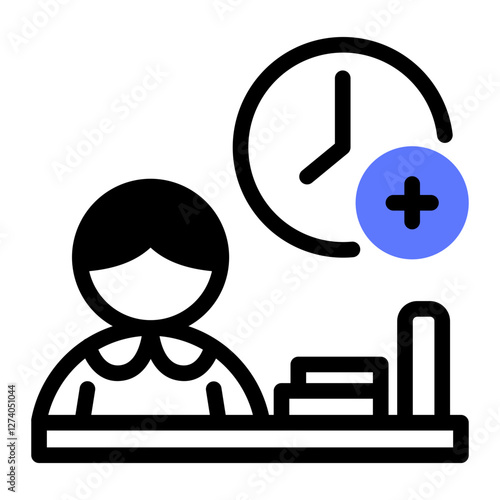 This Overtime icon is suitable for Business Motivation, Business Improvement, etc.