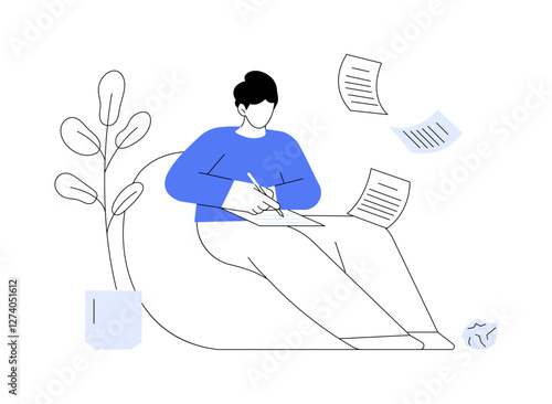 Book writing isolated cartoon vector illustrations.