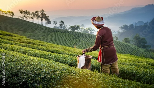 Cuadro en lienzo Assamese Tea Plantation Assam, India
