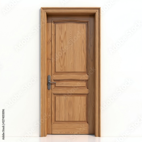 Wallpaper Mural Elegant interior classic wooden door with carved panels against white wall. Interior design element craftsmanship. Architectural detail, vintage style entrance, home improvement concept. Smooth Torontodigital.ca