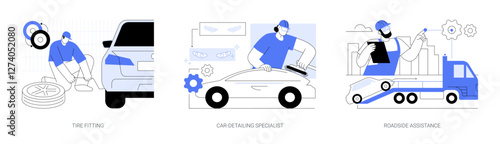 Car repair service isolated cartoon vector illustrations se