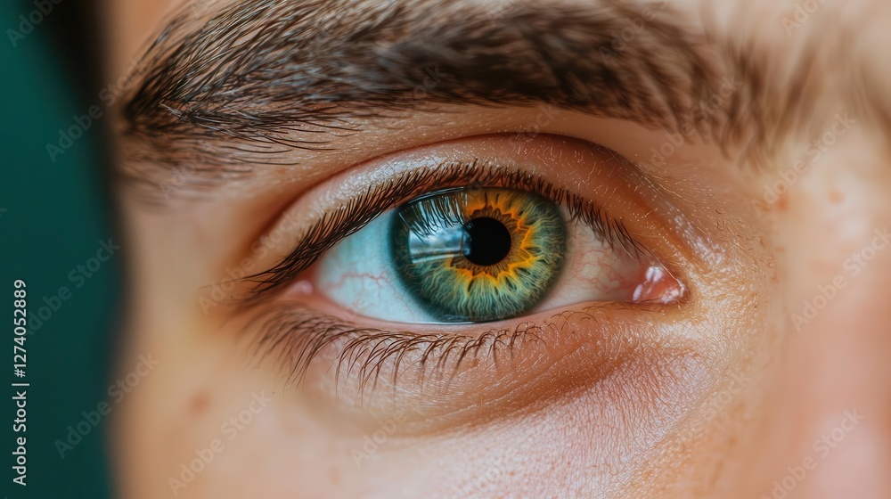 Fototapeta premium Closeup of a person s eye with a cosmic galaxy reflection, symbolizing deep awareness and universal connection