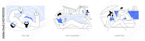 Pool time isolated cartoon vector illustrations se