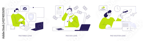 Employee benefits abstract concept vector illustrations.