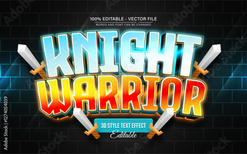 Knight warrior light gradient 3d text effect editable