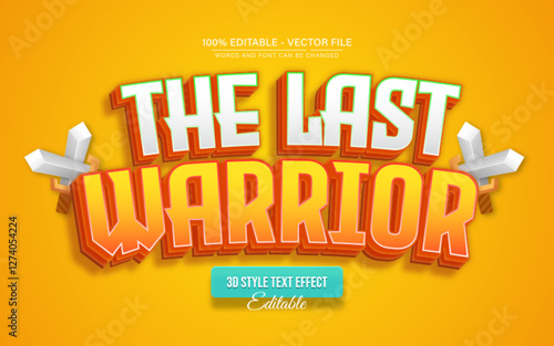 Last warrior cartoon 3d text effect editable