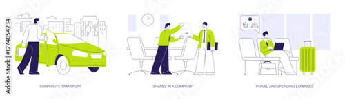 Financial benefits for company workers abstract concept vector illustrations.