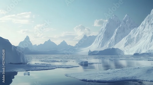 Wallpaper Mural the Arctic, where vast snowfields and snow-capped mountains converge, creating a serene and pristine winter landscape. Torontodigital.ca