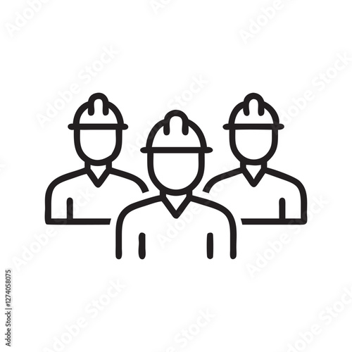 Team of Construction Workers Silhouettes, icons, logos, vector illustration