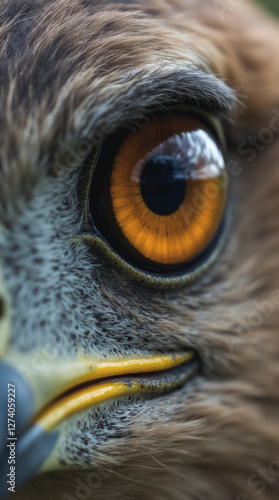 Close-Up of a Hawk’s Eye with Sharp Contrast and Intense Detail