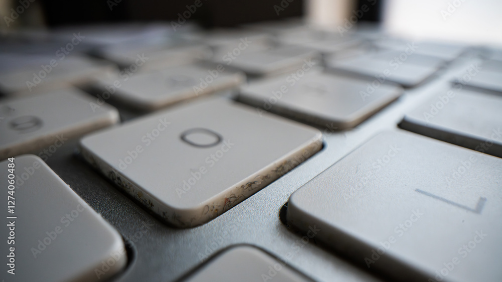 dirty computer keyboard - close-up of dirt in a laptop