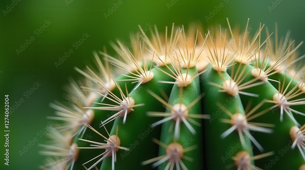 Peaceful Cactus Spines Macro in Desert Garden Peaceful Cactus Spines Macro in Desert Garden