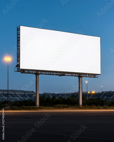 Wallpaper Mural A massive stadium under a deep blue sky, showcasing a blank white billboard set against the grand, empty stands.  Torontodigital.ca