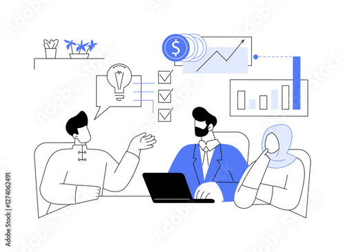 Brainstorming with creative team isolated cartoon vector illustrations.