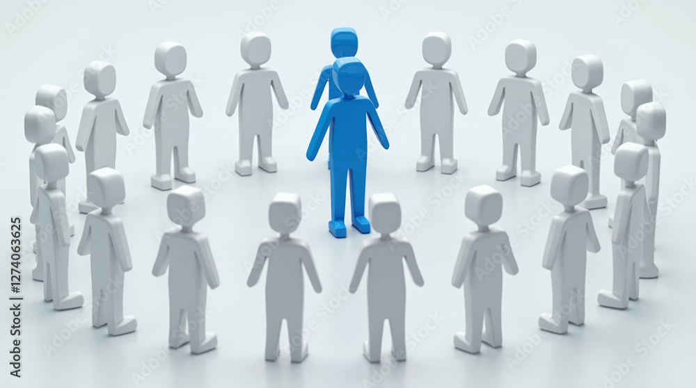 Blue Humanoid Figure in the Center of a Circle Symbolizing Trust and Stability Blue Humanoid Figure in the Center of a Circle Symbolizing Trust and Stability