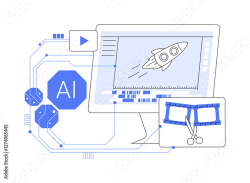 AI-Powered Video Creation abstract concept vector illustration.