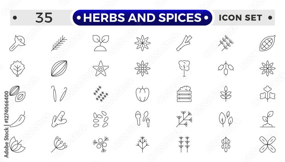 Herbs and Spices outline icon. Fresh Produce, Dairy, Snacks, Meats, Condiments, Beverages, Baby Food, Household Items – Vector Icons for E-commerce, Food Delivery & Grocery Apps. Herbs and Spices outline icon. Fresh Produce, Dairy, Snacks, Meats, Condiments, Beverages, Baby Food, Household Items – Vector Icons for E-commerce, Food Delivery & Grocery Apps.