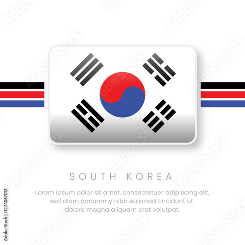 National South Korea Flag.Vector South Korea Button Flag. Realistic National Flag Design and Vector Template.