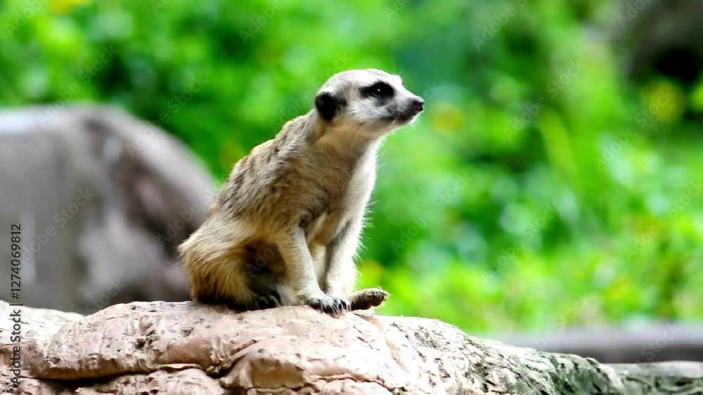 4K Close-Up of Alert Meerkat Suricata Suricatta in Natural Habitat 4K Close-Up of Alert Meerkat Suricata Suricatta in Natural Habitat