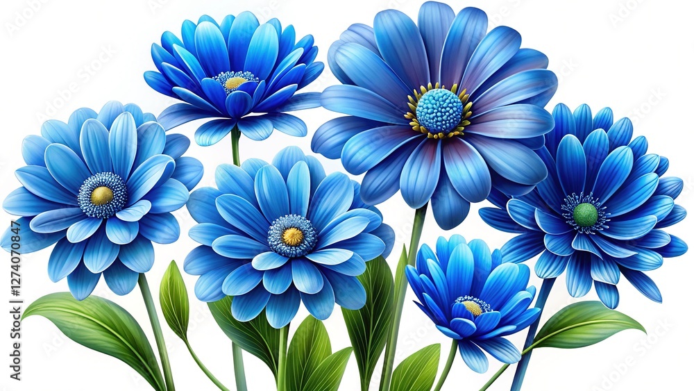 Fototapeta premium Blue Flowers Isolated on Transparent Background