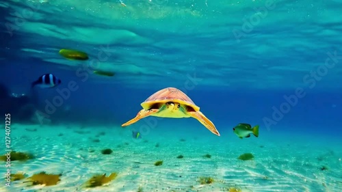  Sea turtle Starlings supper resolution 4k video Bright green sea turtle swimming on the surface above dead coral A sea turtle swims gracefully in bright blue water squirrel natural video Squirrel  Vi