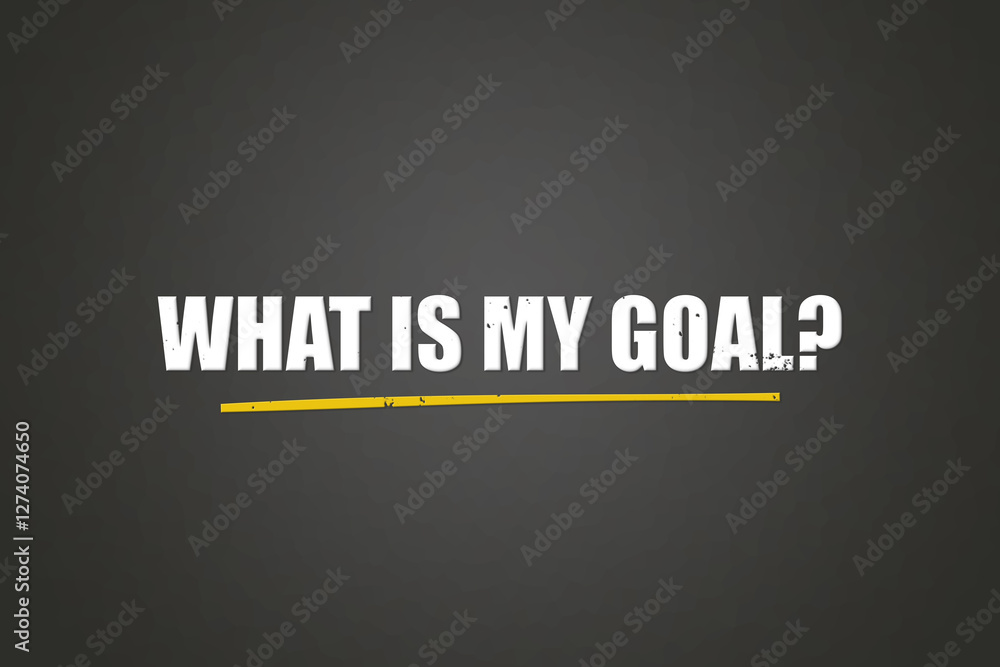 Obraz premium What is my goal. A blackboard with white text. Illustration with grunge text style.