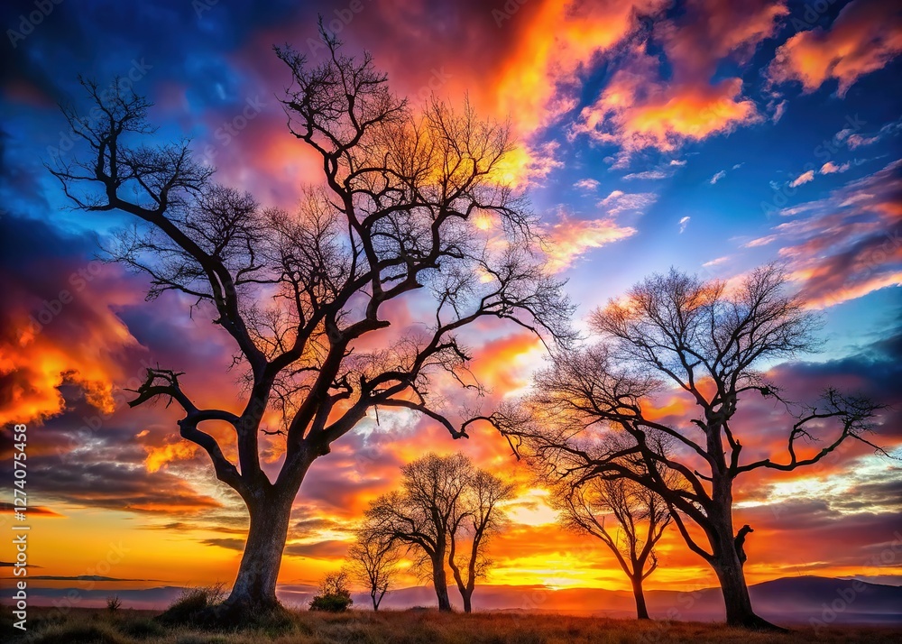 Bare branches, drawn out, winter's long-exposure hues. Bare branches, drawn out, winter's long-exposure hues.
