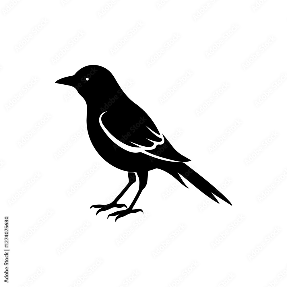 Obraz premium Sparrow icon silhouette vector illustration on white background