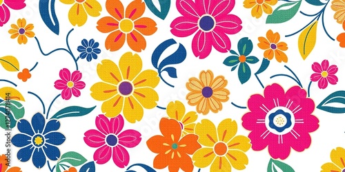Wallpaper Mural Delicate Linen Floral Pattern in Vibrant Colors Torontodigital.ca