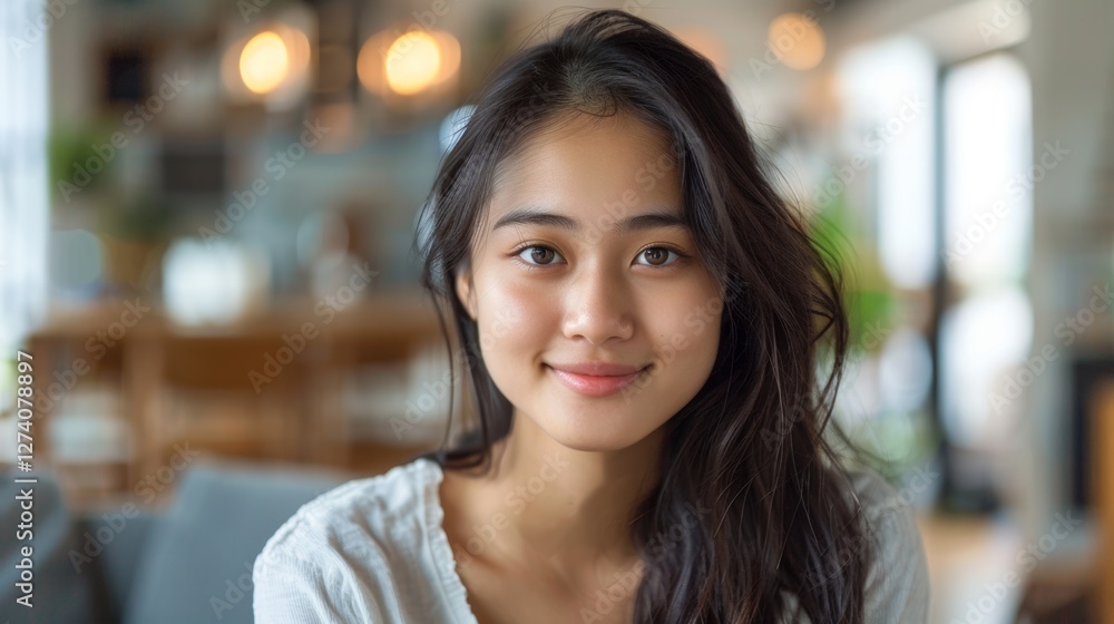 A woman is smiling at the camera. A woman is smiling at the camera.