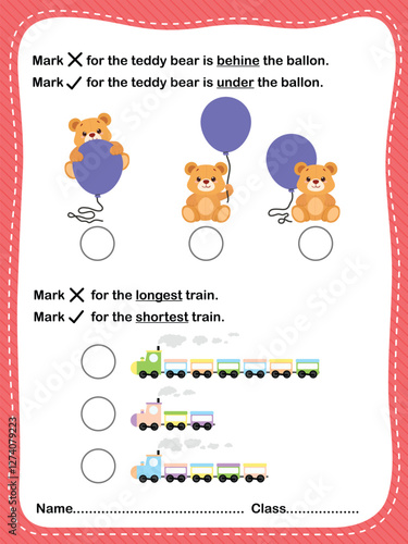 Object Size, Order, and Position Worksheet for Kids