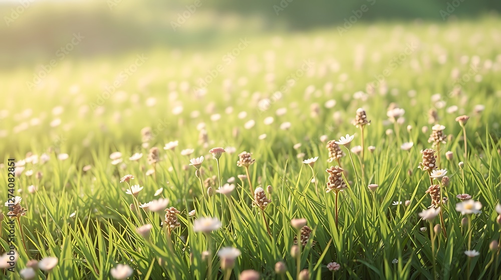 Vibrant Anime Illustration of a Lush Green Summer Meadow Under a Bright Blue Sky with Fluffy White Clouds Vibrant Anime Illustration of a Lush Green Summer Meadow Under a Bright Blue Sky with Fluffy White Clouds