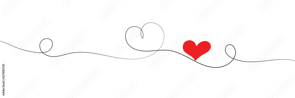 custom made wallpaper toronto digitalContinuous one line drawing of red heart isolated on white background. EPS 20vector illustration for banner, template, poster, web, app, valentine's card, wedding. Black thin line image of heart icon