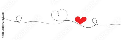 Wallpaper Mural Continuous one line drawing of red heart isolated on white background. EPS 20vector illustration for banner, template, poster, web, app, valentine's card, wedding. Black thin line image of heart icon  Torontodigital.ca